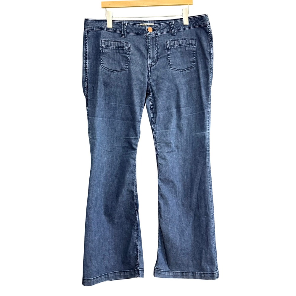 Cabi Womens Flare Jeans Size 16 Dark Wash Patch Pocket Stretch Denim Trouser‎